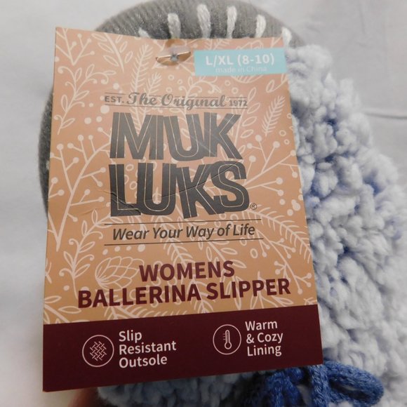 Muk Luks Pom Ballerina Slippers L/XL 8-10 NWT - Picture 3 of 4